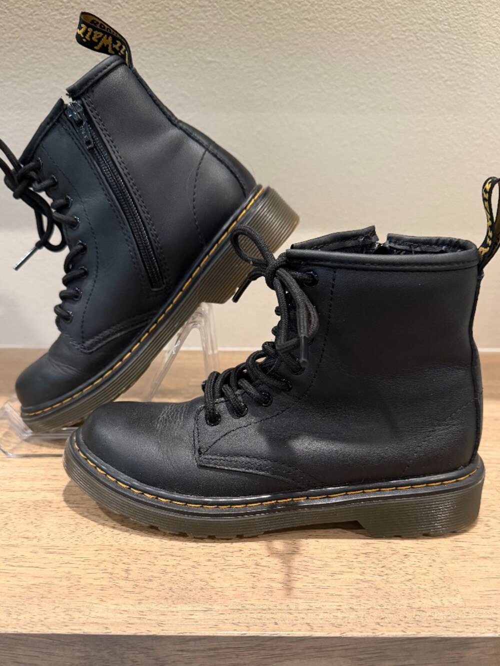 Dr. Martens Kids 1460 Softy T Black Leather Boots - Size 2 Little Kid